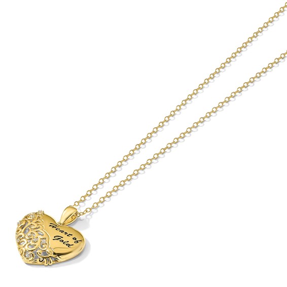 Sentimental Expressions Sterling Silver Gold-tone CZ Heart of Gold 18in Necklace