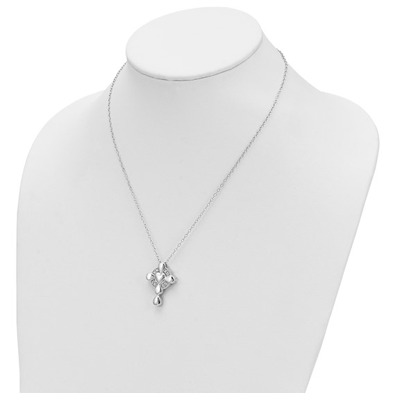 Sentimental Expressions Sterling Silver Rhodium-plated CZ Memory Cross Locket 18in Necklace