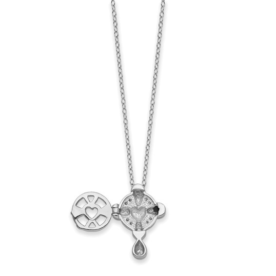 Sentimental Expressions Sterling Silver Rhodium-plated CZ Memory Cross Locket 18in Necklace