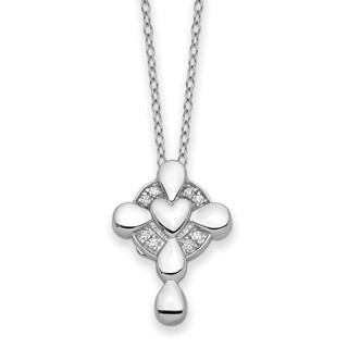 Sentimental Expressions Sterling Silver Rhodium-plated CZ Memory Cross Locket 18in Necklace