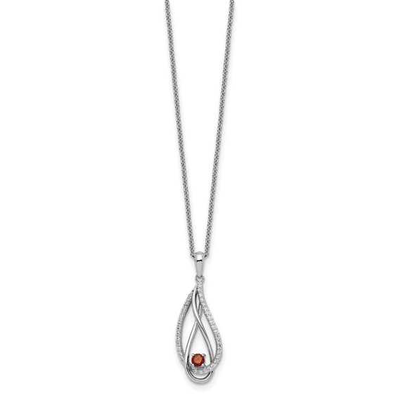Sterling Silver CZ Birthstone Always in my Heart 18in Necklaces