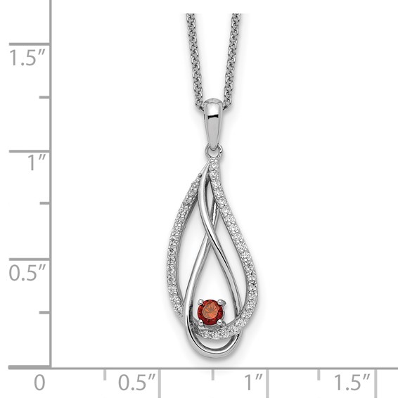 Sterling Silver CZ Birthstone Always in my Heart 18in Necklaces