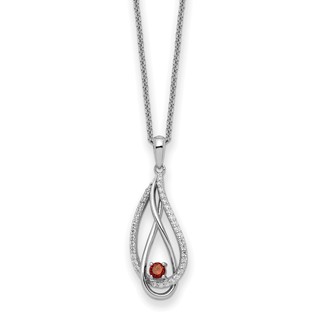 Sterling Silver CZ Birthstone Always in my Heart 18in Necklaces