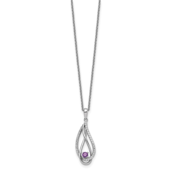 Sentimental Expressions Sterling Silver Rhodium-plated Jun CZ Always in my Heart Birthstone 18in Necklace