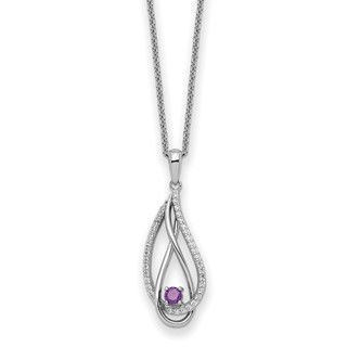 Sentimental Expressions Sterling Silver Rhodium-plated Jun CZ Always in my Heart Birthstone 18in Necklace