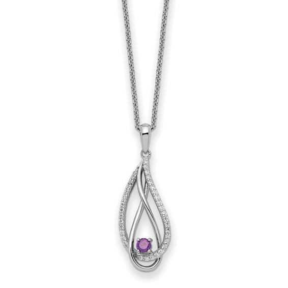 Sentimental Expressions Sterling Silver Rhodium-plated Jun CZ Always in my Heart Birthstone 18in Necklace