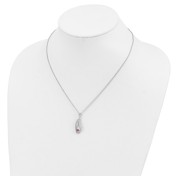Sentimental Expressions Sterling Silver Rhodium-plated Jul CZ Always in my Heart Birthstone 18in Necklace