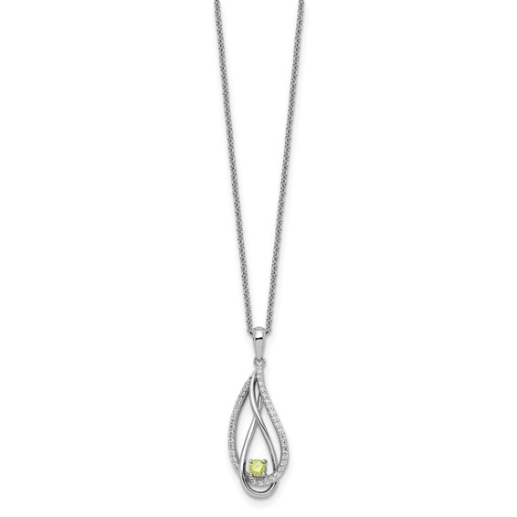 Sentimental Expressions Sterling Silver Rhodium-plated Aug CZ Always in my Heart Birthstone 18in Necklace
