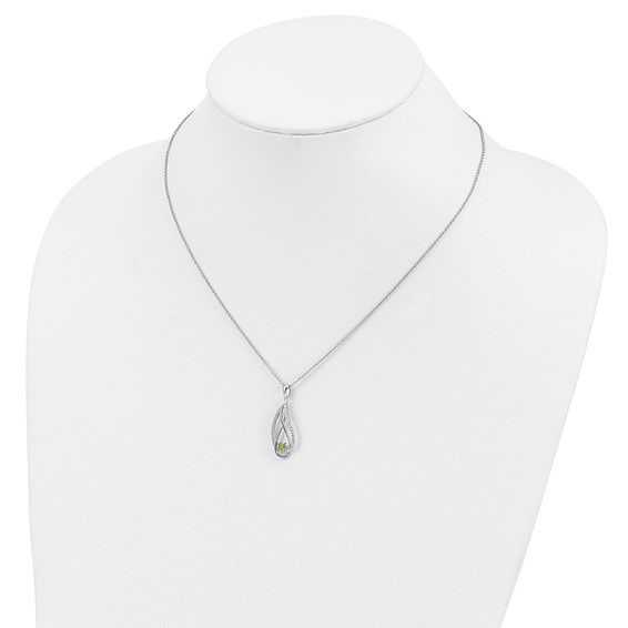 Sentimental Expressions Sterling Silver Rhodium-plated Aug CZ Always in my Heart Birthstone 18in Necklace