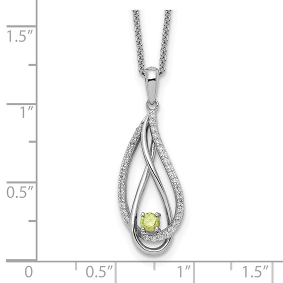 Sentimental Expressions Sterling Silver Rhodium-plated Aug CZ Always in my Heart Birthstone 18in Necklace