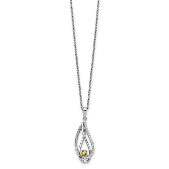 Sentimental Expressions Sterling Silver Rhodium-plated Nov CZ Always in my Heart Birthstone 18in Necklace