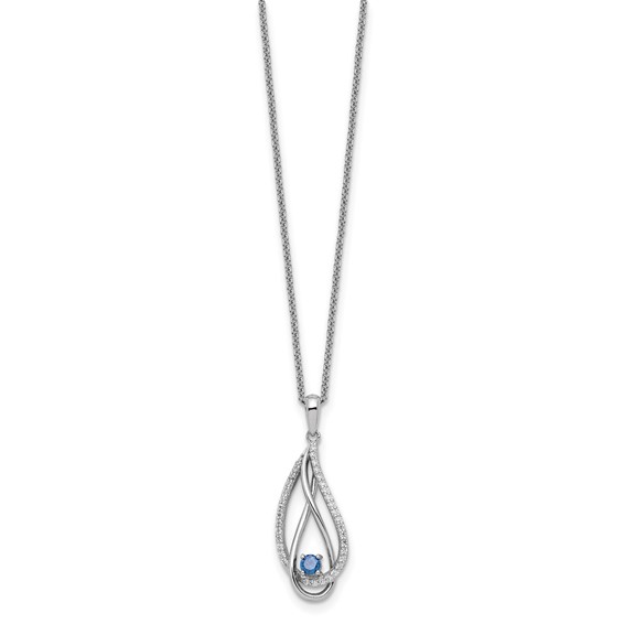 Sentimental Expressions Sterling Silver Rhodium-plated Dec CZ Always in my Heart Birthstone 18in Necklace