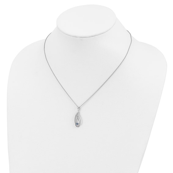 Sentimental Expressions Sterling Silver Rhodium-plated Dec CZ Always in my Heart Birthstone 18in Necklace