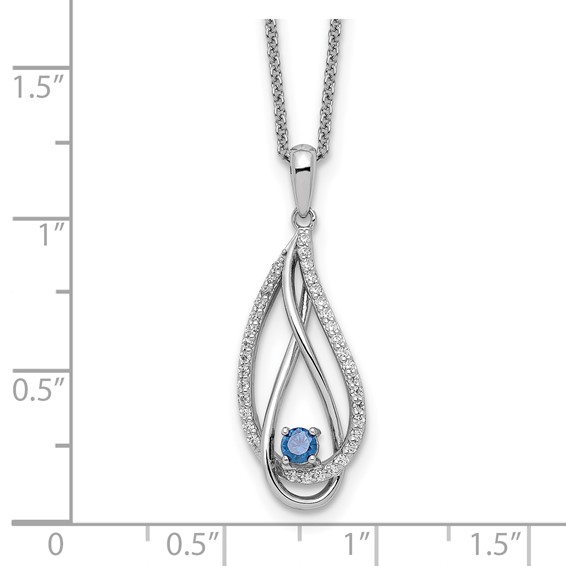 Sentimental Expressions Sterling Silver Rhodium-plated Dec CZ Always in my Heart Birthstone 18in Necklace