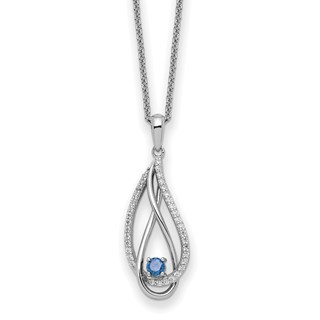 Sentimental Expressions Sterling Silver Rhodium-plated Dec CZ Always in my Heart Birthstone 18in Necklace