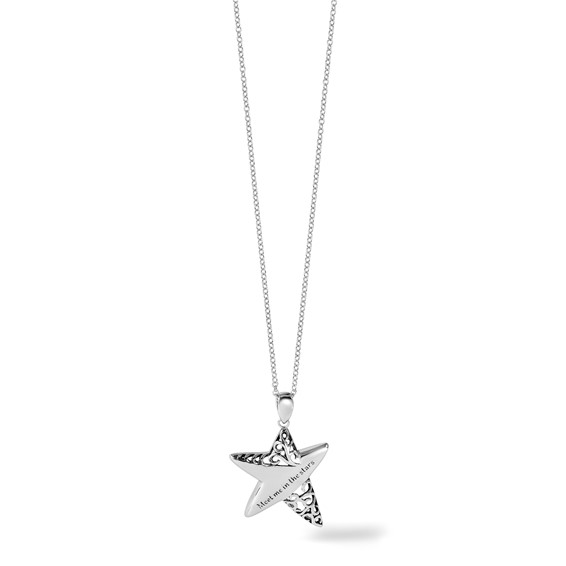 Sentimental Expressions Sterling Silver Rhodium-plated Antiqued Meet Me in the Stars 18 Inch Necklace