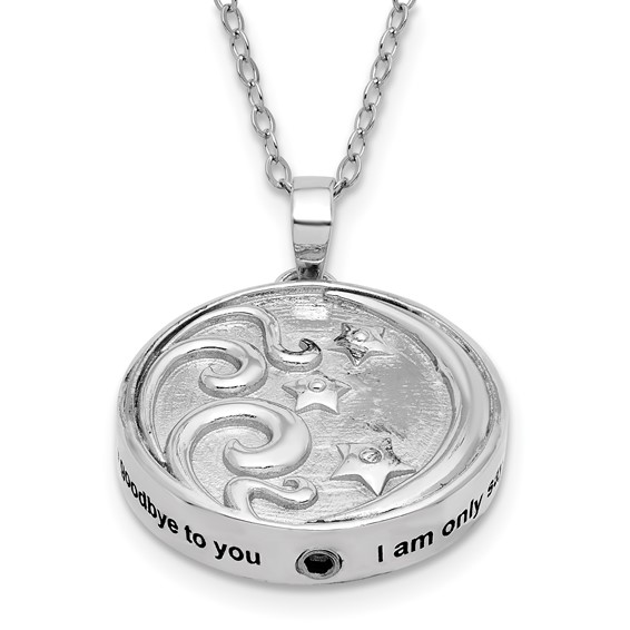 Sentimental Expressions Sterling Silver Rhodium-plated Antiqued Goodnight Ash Holder 18 Inch Necklace