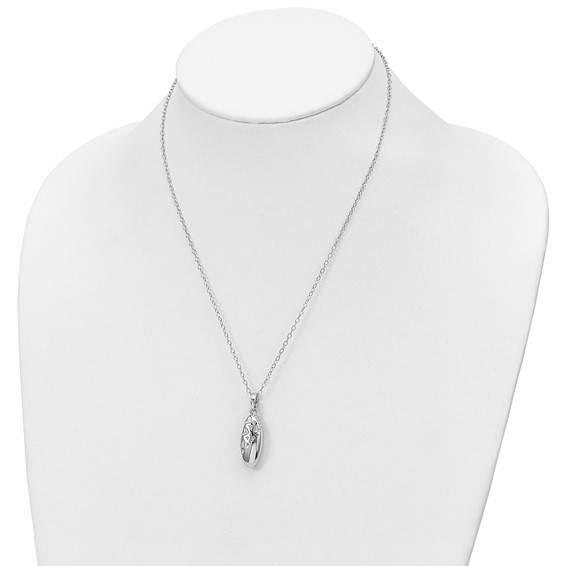 Sentimental Expressions Sterling Silver Rhodium-plated Scrolled Hearts Ash Holder 18 Inch Necklace