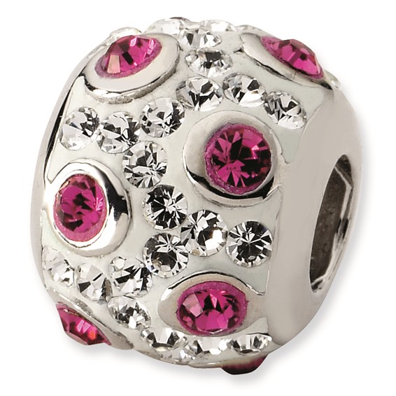 Sterling Silver White & Pink Crystal Bead