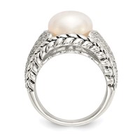 Shey Couture Sterling Silver Antiqued Freshwater Cultured Pearl and Diamond Ring view 2