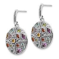 Shey Couture Sterling Silver Earrings with 14K Accent Antiqued.55 Amethyst.28 Citrine.65 Blue Topaz.37 Peridot.52 Garnet Post Dangle view 2