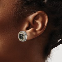 Shey Couture Sterling Silver Earrings with 14K Accent Antiqued Cabochon Black Onyx Post view 3
