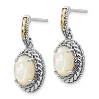 Shey Couture Sterling Silver Earrings with 14K Accent Antiqued Mother of Pearl Post Dangle view 2