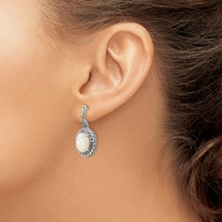 Shey Couture Sterling Silver Earrings with 14K Accent Antiqued Mother of Pearl Post Dangle view 3
