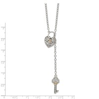 Shey Couture Sterling Silver Rhodium-plated Necklace with 14K Accent Diamond Heart Lock and Key, 18" view 2