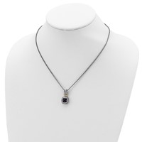 Shey Couture Sterling Silver Necklace with 14K Accent Antiqued Cushion Bezel Amethyst, 18" view 4
