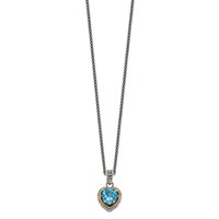 Shey Couture Sterling Silver Necklace with 14K Accent Antiqued Blue Topaz Heart, 18" view 2