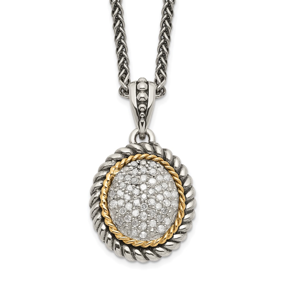 Shey Couture Sterling Silver Necklace with 14K Accent Antiqued Diamond, 18"