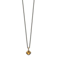 Shey Couture Sterling Silver Necklace with 14K Accent Antiqued Cushion Citrine, 18" view 2