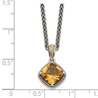 Shey Couture Sterling Silver Necklace with 14K Accent Antiqued Cushion Citrine, 18" view 3