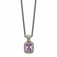 Shey Couture Sterling Silver Necklace with 14K Accent Antiqued Cushion Amethyst, 18" view 2