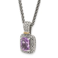 Shey Couture Sterling Silver Necklace with 14K Accent Antiqued Cushion Amethyst, 18" view 5