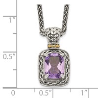 Shey Couture Sterling Silver Necklace with 14K Accent Antiqued Cushion Amethyst, 18" view 3