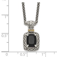 Shey Couture Sterling Silver Necklace with 14K Accent Antiqued Black Onyx, 18" view 3