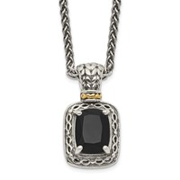 Shey Couture Sterling Silver Necklace with 14K Accent Antiqued Black Onyx, 18" view 1