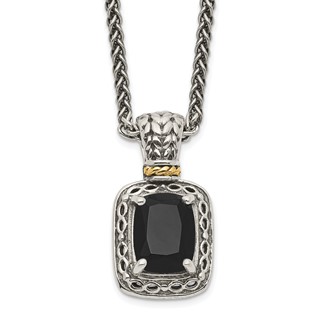Shey Couture Sterling Silver with 14K Accent 18 inch Antiqued Black Onyx Necklace