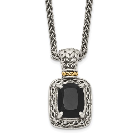 Shey Couture Sterling Silver with 14K Accent 18 inch Antiqued Black Onyx Necklace