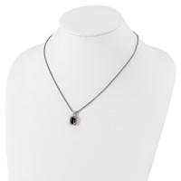 Shey Couture Sterling Silver Necklace with 14K Accent Antiqued Cushion Checkerboard Smoky Quartz, 18" view 4