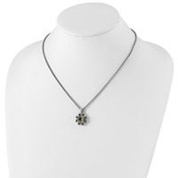 Shey Couture Sterling Silver Necklace with 14K Accent Antiqued Round Green Quartz and Diamond, 18" view 4