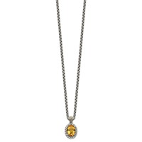Shey Couture Sterling Silver Necklace with 14K Accent Antiqued Oval Citrine, 18" view 2