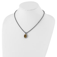 Shey Couture Sterling Silver Necklace with 14K Accent Antiqued Oval Citrine, 18" view 4