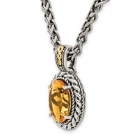 Shey Couture Sterling Silver Necklace with 14K Accent Antiqued Oval Citrine, 18" view 5