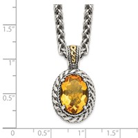 Shey Couture Sterling Silver Necklace with 14K Accent Antiqued Oval Citrine, 18" view 3