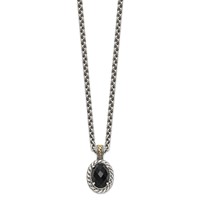 Shey Couture Sterling Silver Necklace with 14K Accent Antiqued Checkerboard-cut Black Onyx, 18" view 2