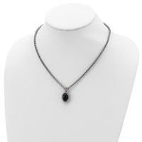 Shey Couture Sterling Silver Necklace with 14K Accent Antiqued Checkerboard-cut Black Onyx, 18" view 4