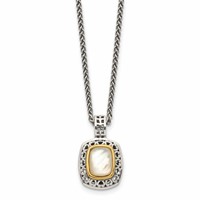 Shey Couture Sterling Silver Necklace with 14K Accent Antiqued Mother of Pearl, 18" view 2